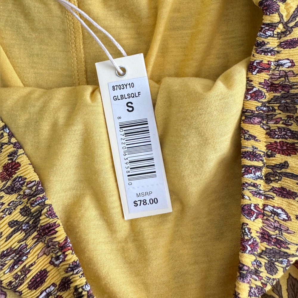 NEW Max Studio Floral Pleated Mini Skirt Gold Yellow XS Boho Cottagecore Retro - Picture 12 of 14